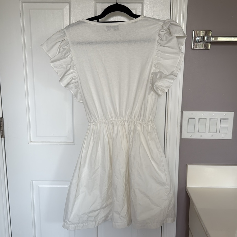En Saison White Poplin Ruffle Sleeve Mini Dress - Picture 5 of 7